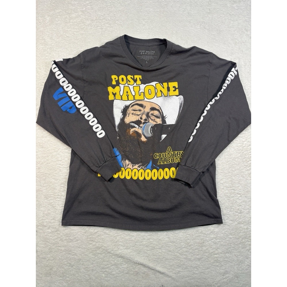 Post Malone Shirt Mens Large Gray Long Sleeve Country Album Tour Concert